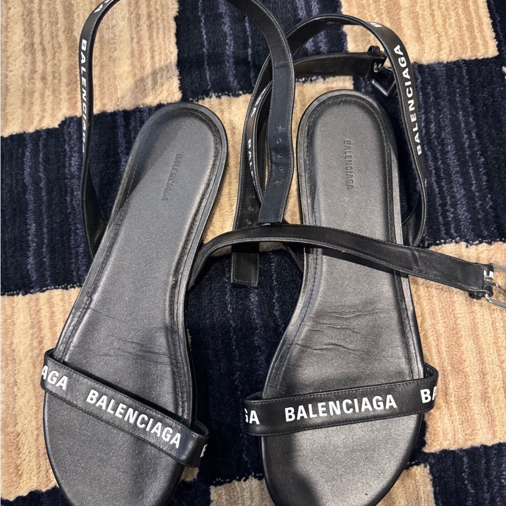 Balenciaga Black Strap Sandals